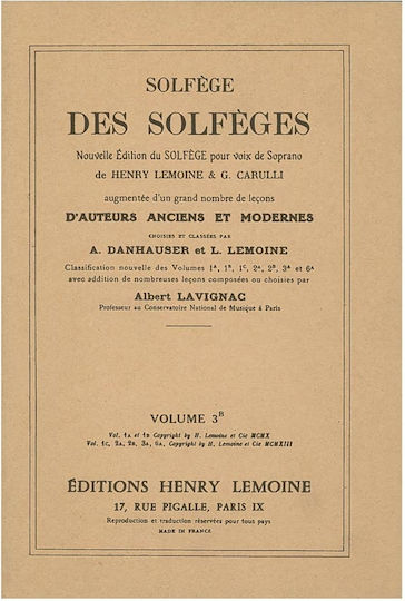 Henry Lemoine Solfege Des Solfeges Βιβλίο Θεωρίας Vol.3B